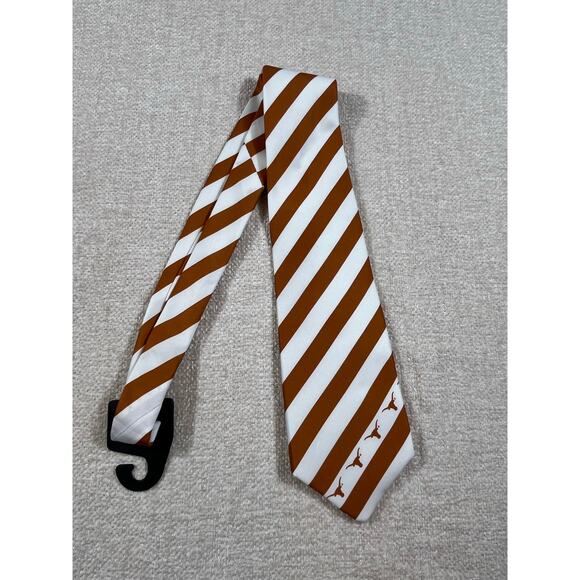 NWT Eagle’s Wing Men’s Burnt Orange White Striped UT Longhorns Silk Tie 60″ - Picture 1 of 10
